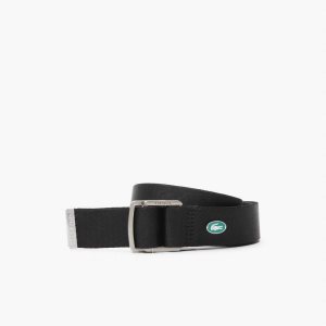 Lacoste Contrast Crocodile Canvas Belt Mustat | BYS-658437