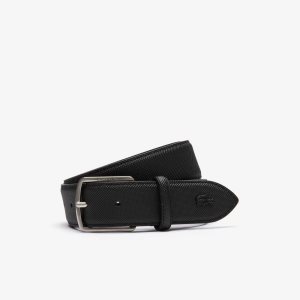 Lacoste Engraved Solki Pique Canvas Belt Mustat | TYU-143682