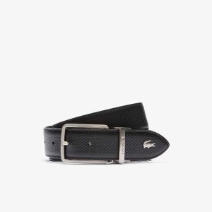 Lacoste Engraved Solki Reversible Pique Nahkaiset Belt Mustat | OQX-673109