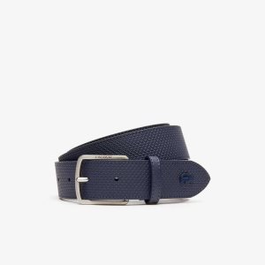 Lacoste Engraved Solki Texturised Nahkaiset Belt Laivastonsininen | PMH-298456