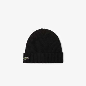 Lacoste Ribbed Villa Beanie Mustat | JAZ-290475