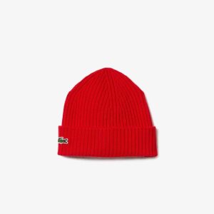 Lacoste Ribbed Villa Beanie Punainen | RCI-531986