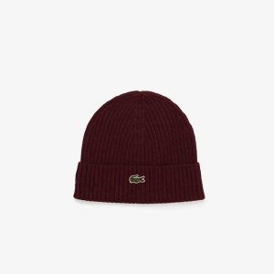 Lacoste Ribbed Villa Beanie Viininpunainen | ZUH-435207