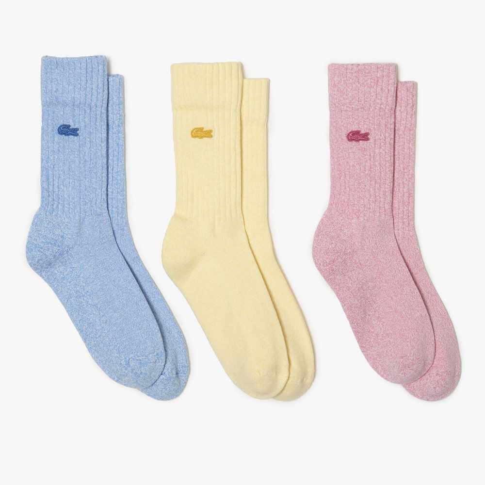 Lacoste 3-Pack Organic Puuvilla Sininen Pinkki Keltainen | GIX-071836