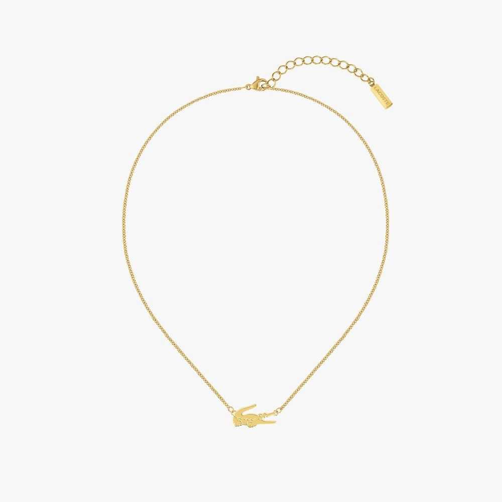 Lacoste Crocodile Necklace Kultaiset | JQL-187034