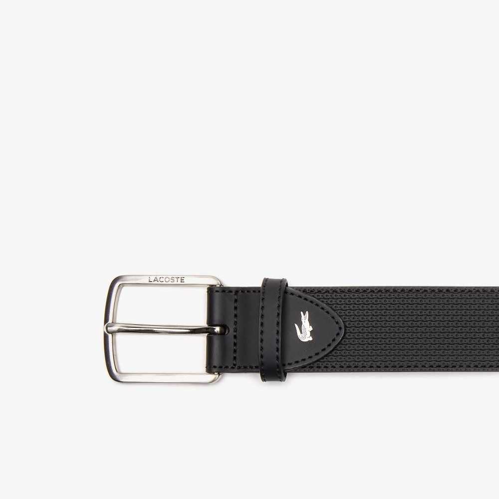 Lacoste Engraved Solki Texturised Nahkaiset Belt Mustat | AZG-571296