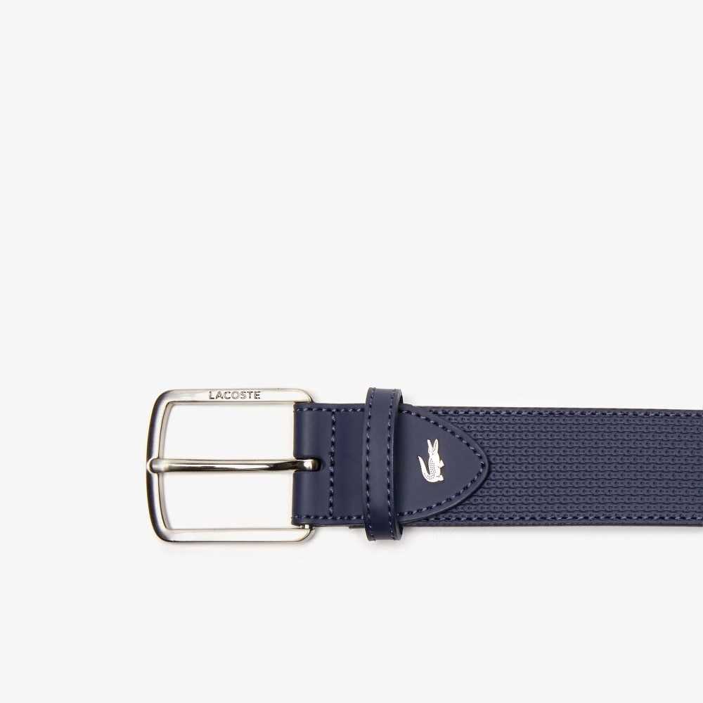 Lacoste Engraved Solki Texturised Nahkaiset Belt Laivastonsininen | PMH-298456