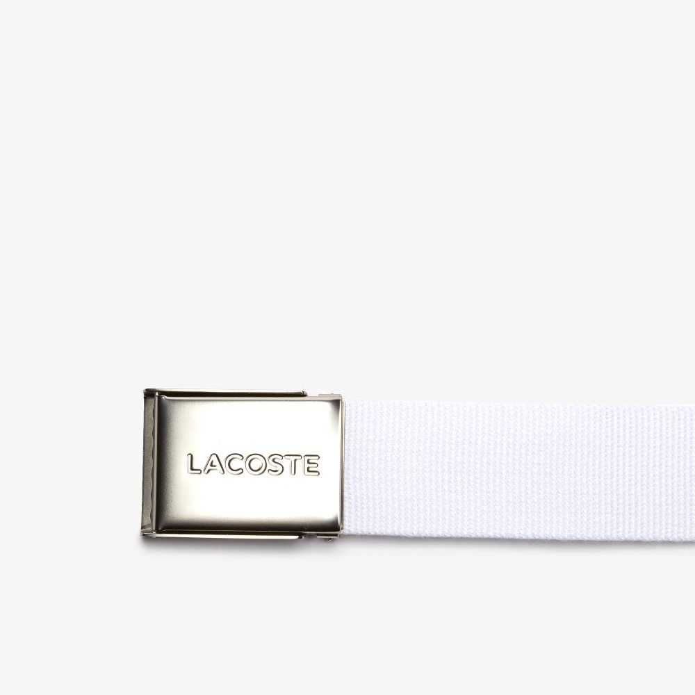 Lacoste Engraved Solki Woven Fabric Belt Valkoinen | MVE-268359