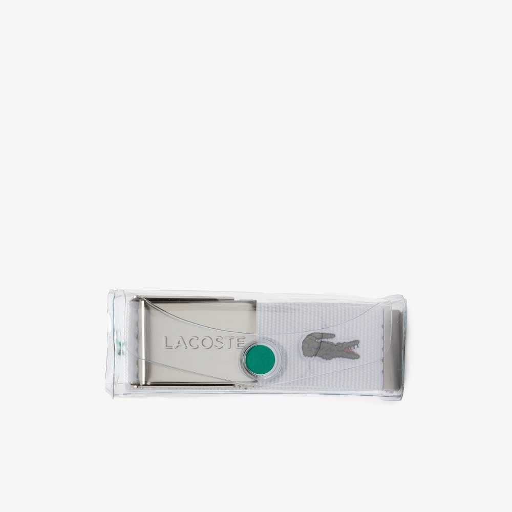 Lacoste Engraved Solki Woven Fabric Belt Valkoinen | MVE-268359