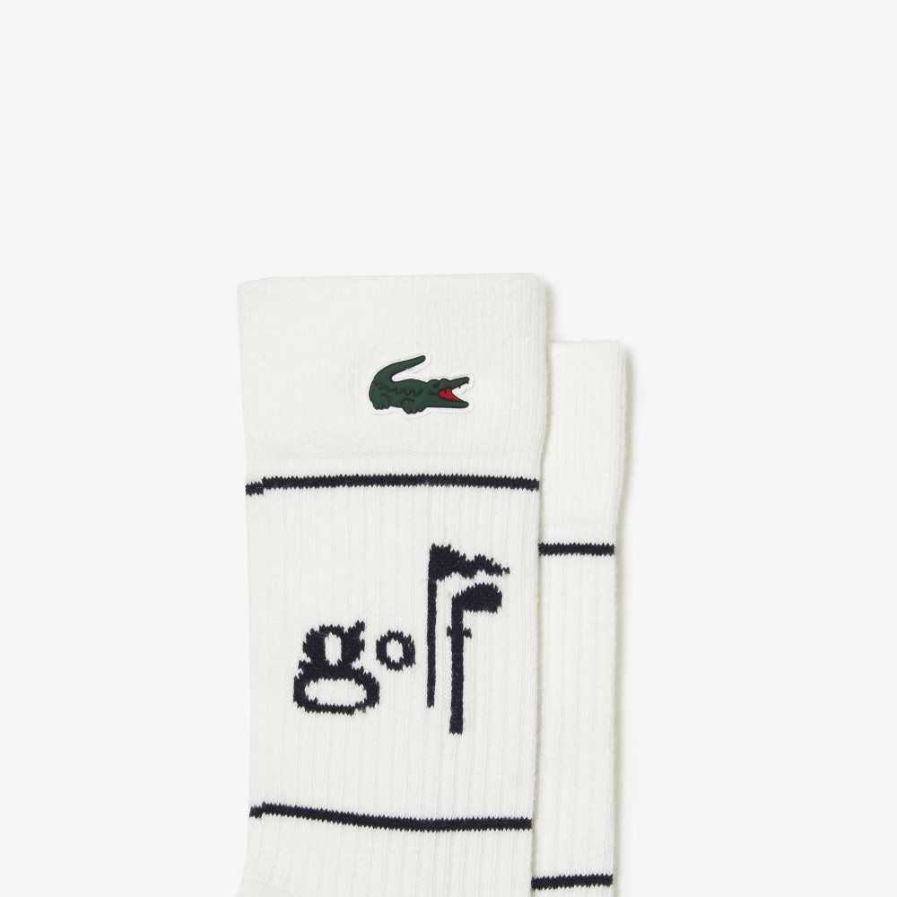 Lacoste Golf Lettering Valkoinen Laivastonsininen Sininen | AQN-493607