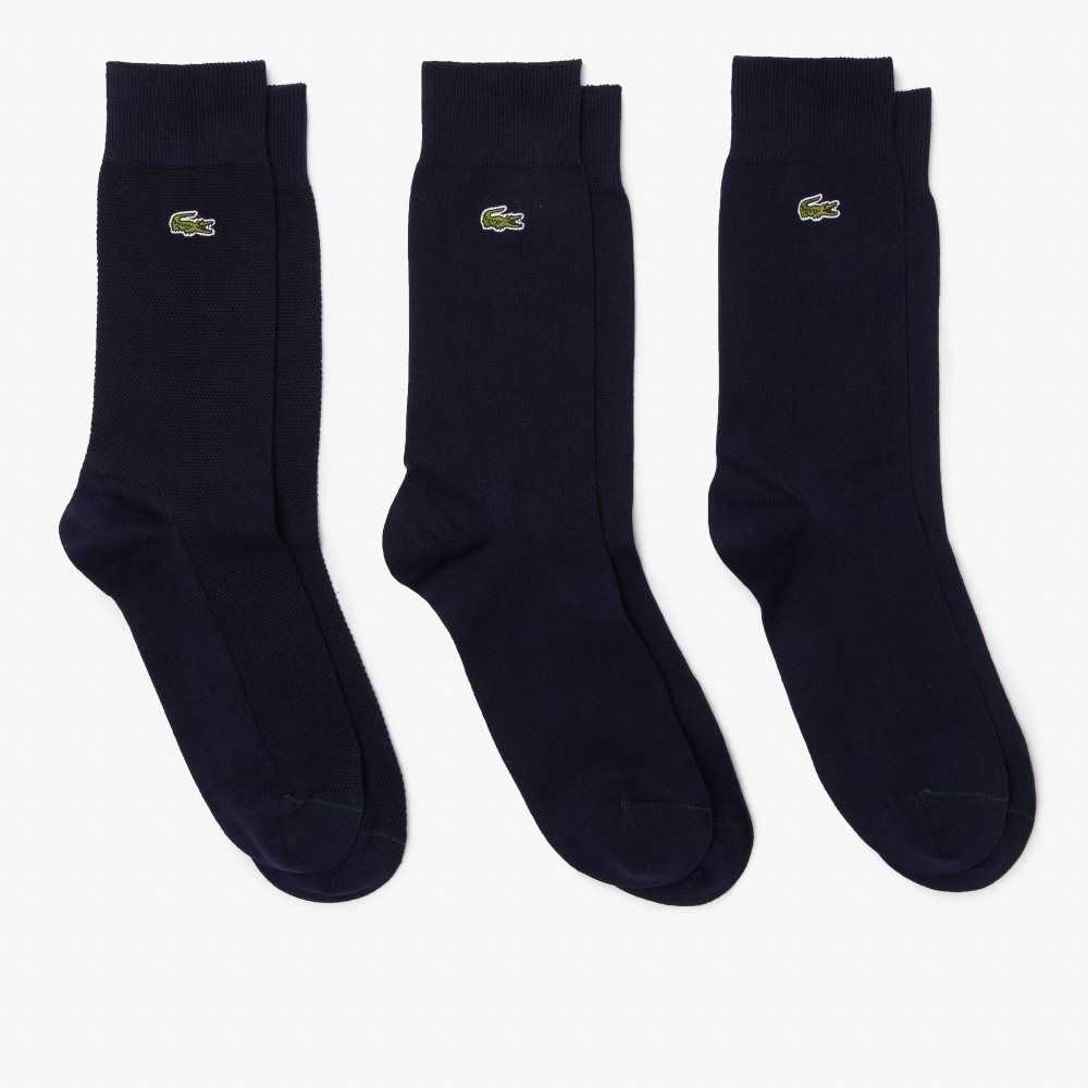 Lacoste High-Cut Puuvilla Pique 3-Pack Laivastonsininen Sininen | SDP-582714