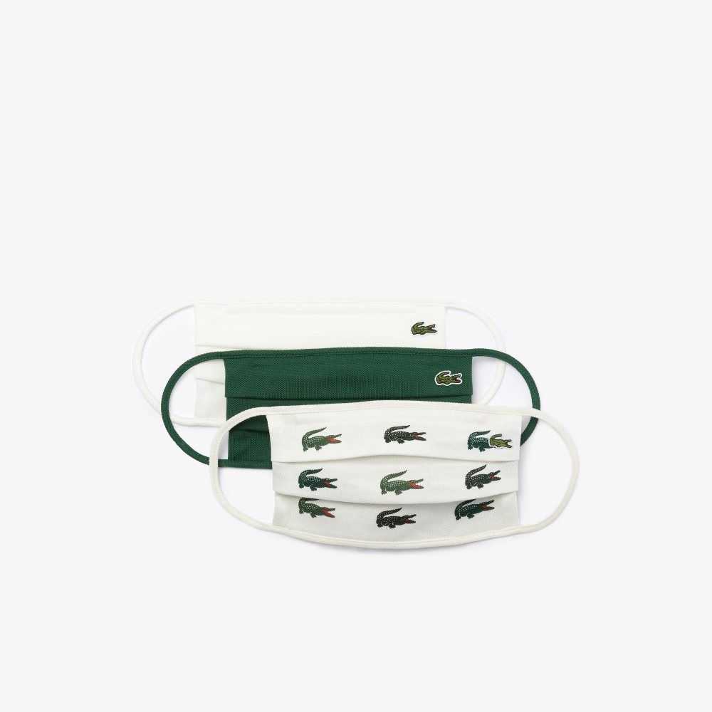 Lacoste L.12.12 Puuvilla Face Masks 3-Pack Vihreä Valkoinen | YMS-596741