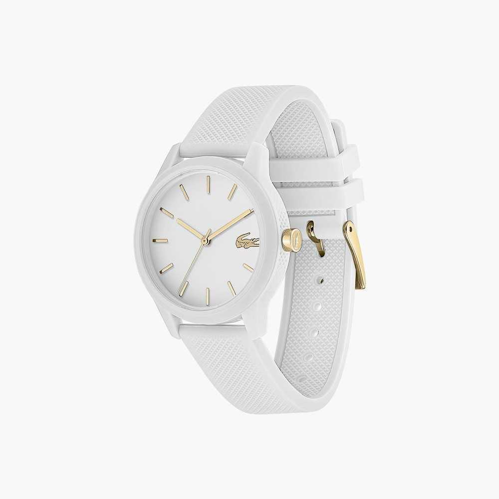 Lacoste L.12.12 White Silikoni Petit Pique Pattern Strap Valkoinen | IPD-851473