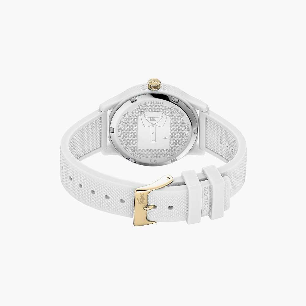 Lacoste L.12.12 White Silikoni Petit Pique Pattern Strap Valkoinen | IPD-851473