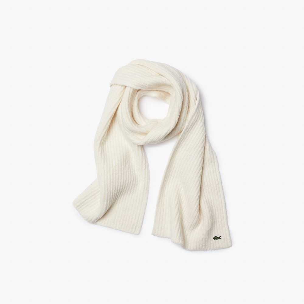 Lacoste Large Ribbed Villa Scarf Valkoinen | LHC-943167