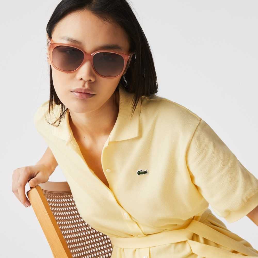 Lacoste Modified Rectangle Acetate Oversize Look Pinkki | ZEI-807265