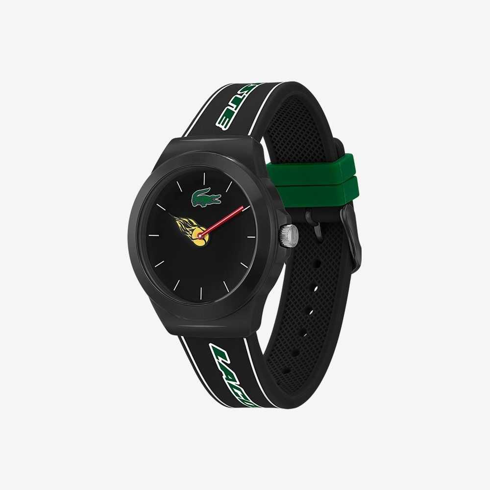 Lacoste Neocroc Black Silikoni Strap Mustat | UME-746528