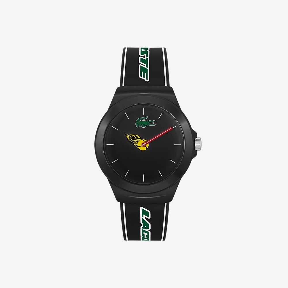 Lacoste Neocroc Black Silikoni Strap Mustat | UME-746528