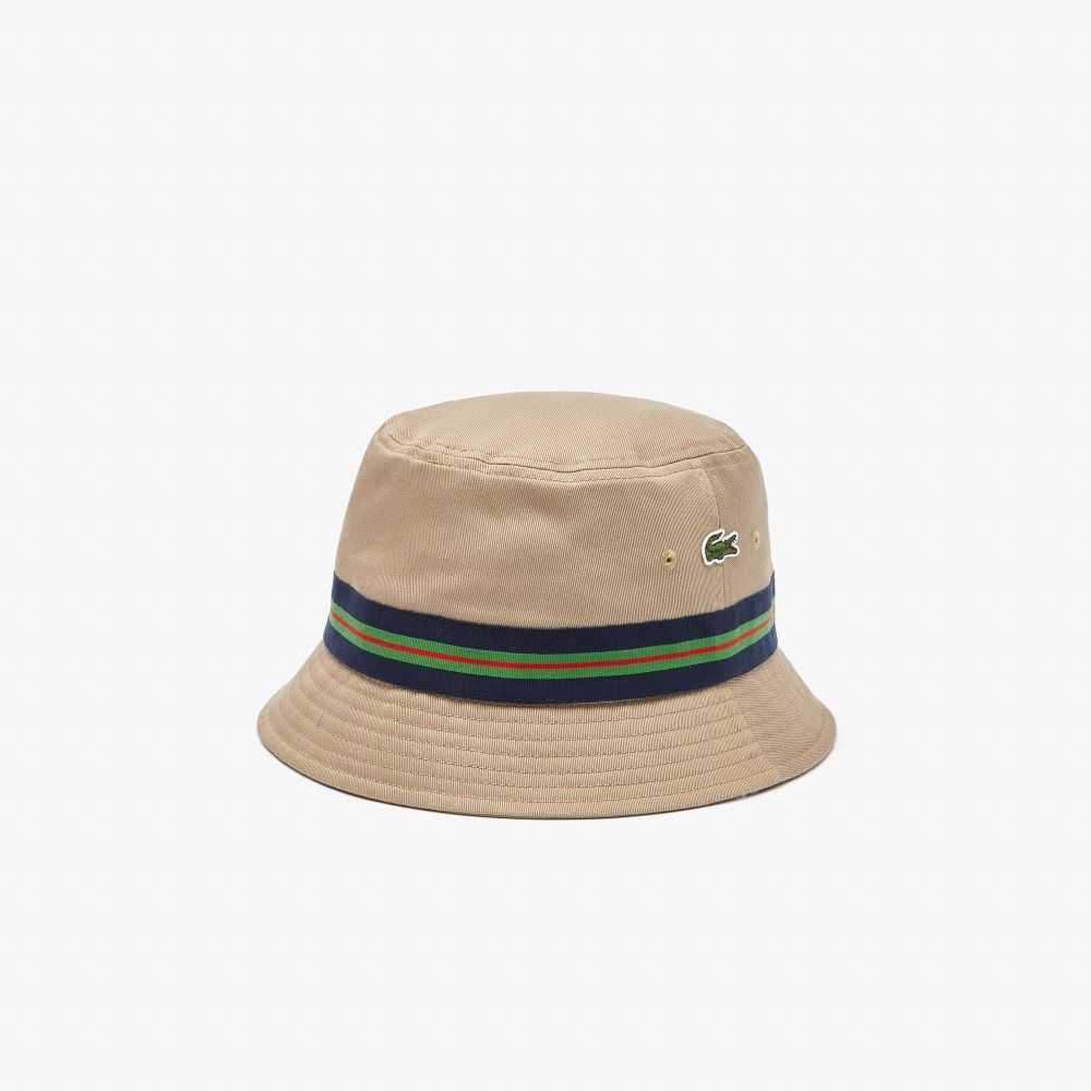 Lacoste Organic Puuvilla Stripe Band Bucket Beige | INT-782694