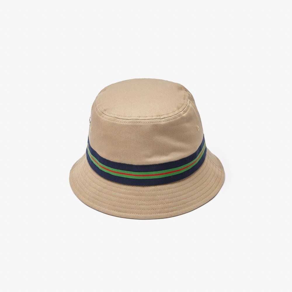 Lacoste Organic Puuvilla Stripe Band Bucket Beige | INT-782694