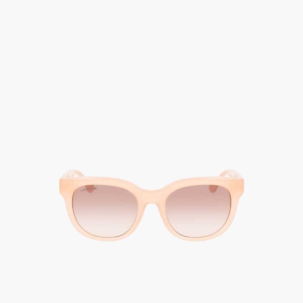 Lacoste Oval Acetate Croco Skin Pinkki | NEC-967034