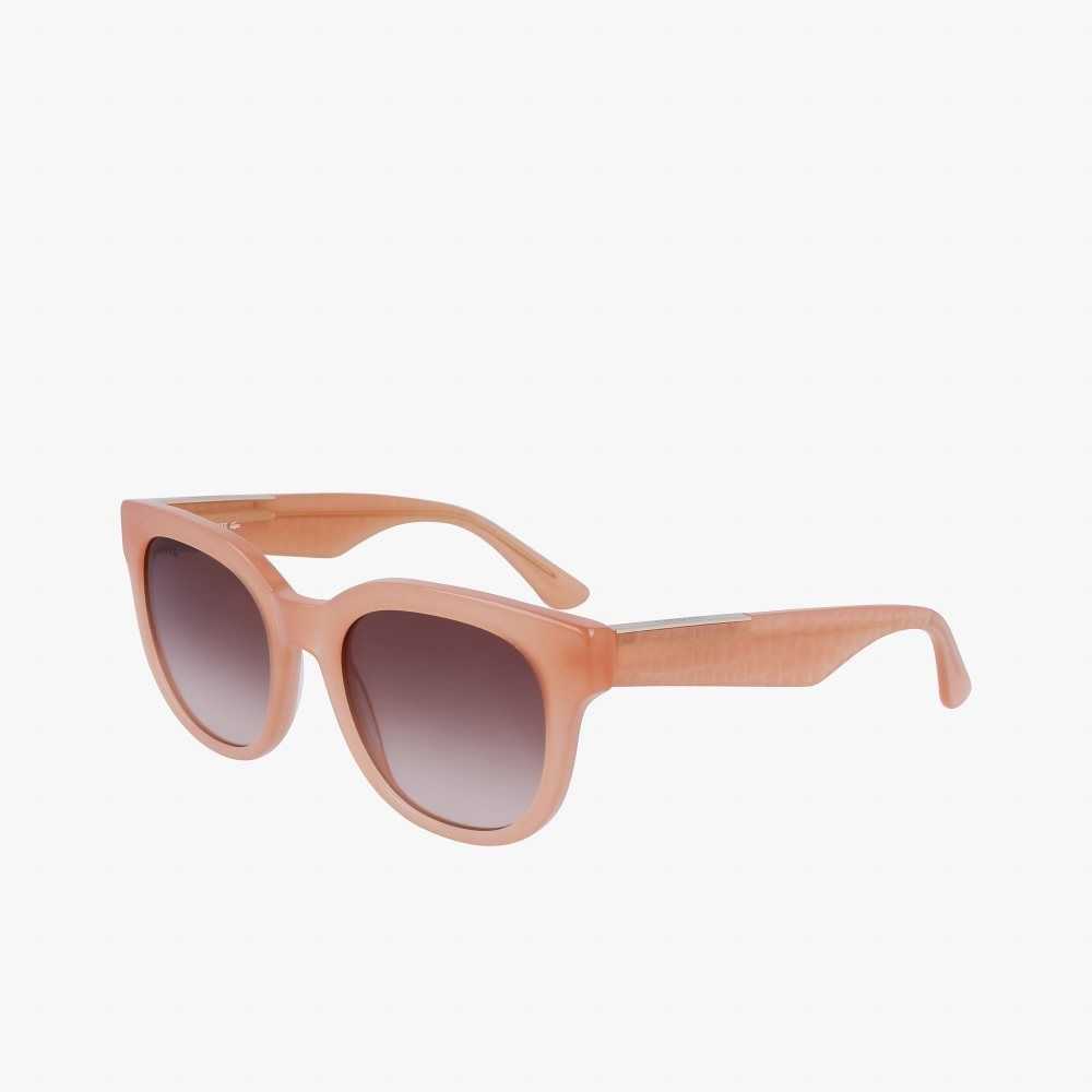 Lacoste Oval Acetate Croco Skin Pinkki | NEC-967034