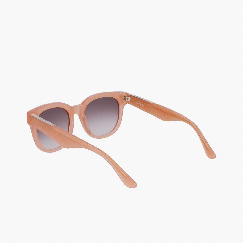 Lacoste Oval Acetate Croco Skin Pinkki | NEC-967034