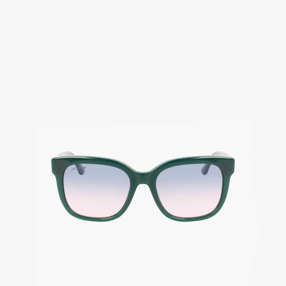 Lacoste Rectangle Acetate Croco Skin Vihreä | TZM-029857