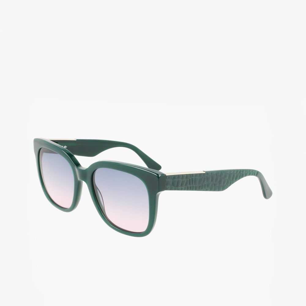 Lacoste Rectangle Acetate Croco Skin Vihreä | TZM-029857