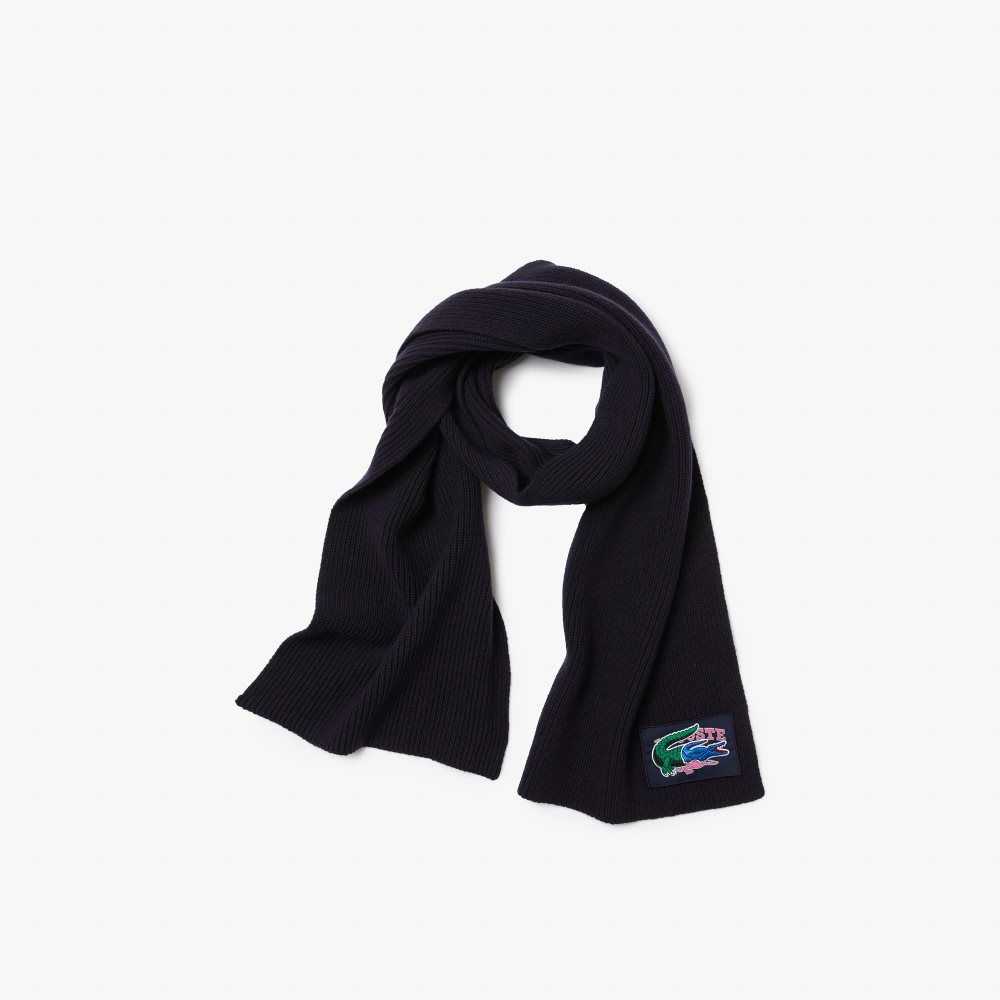 Lacoste Ribbed Villa Beanie And Scarf Gift Set Laivastonsininen Sininen | GZO-981370