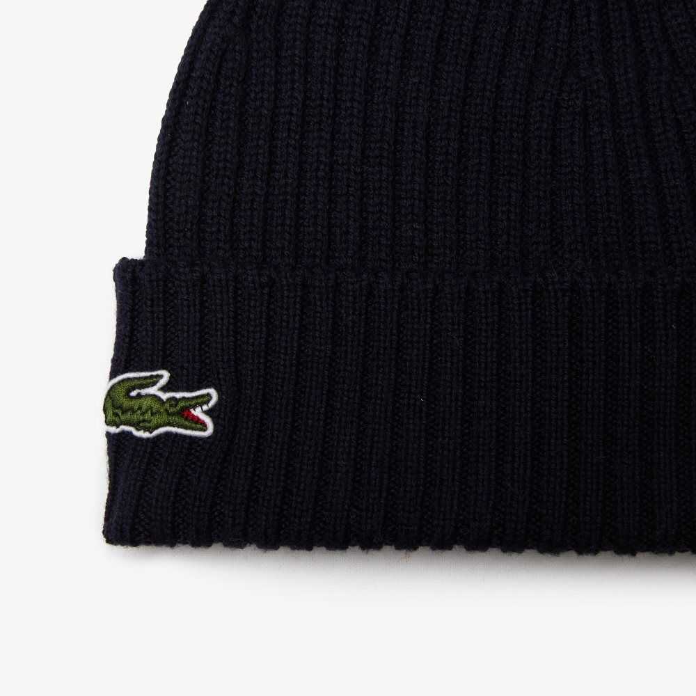 Lacoste Ribbed Villa Beanie Laivastonsininen Sininen | BLP-918745