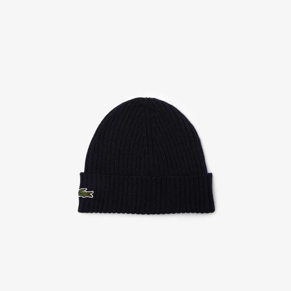 Lacoste Ribbed Villa Beanie Laivastonsininen Sininen | BLP-918745