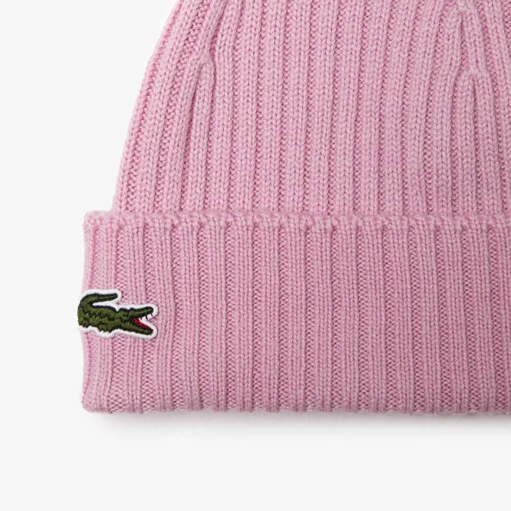 Lacoste Ribbed Villa Beanie Pinkki | IET-326491