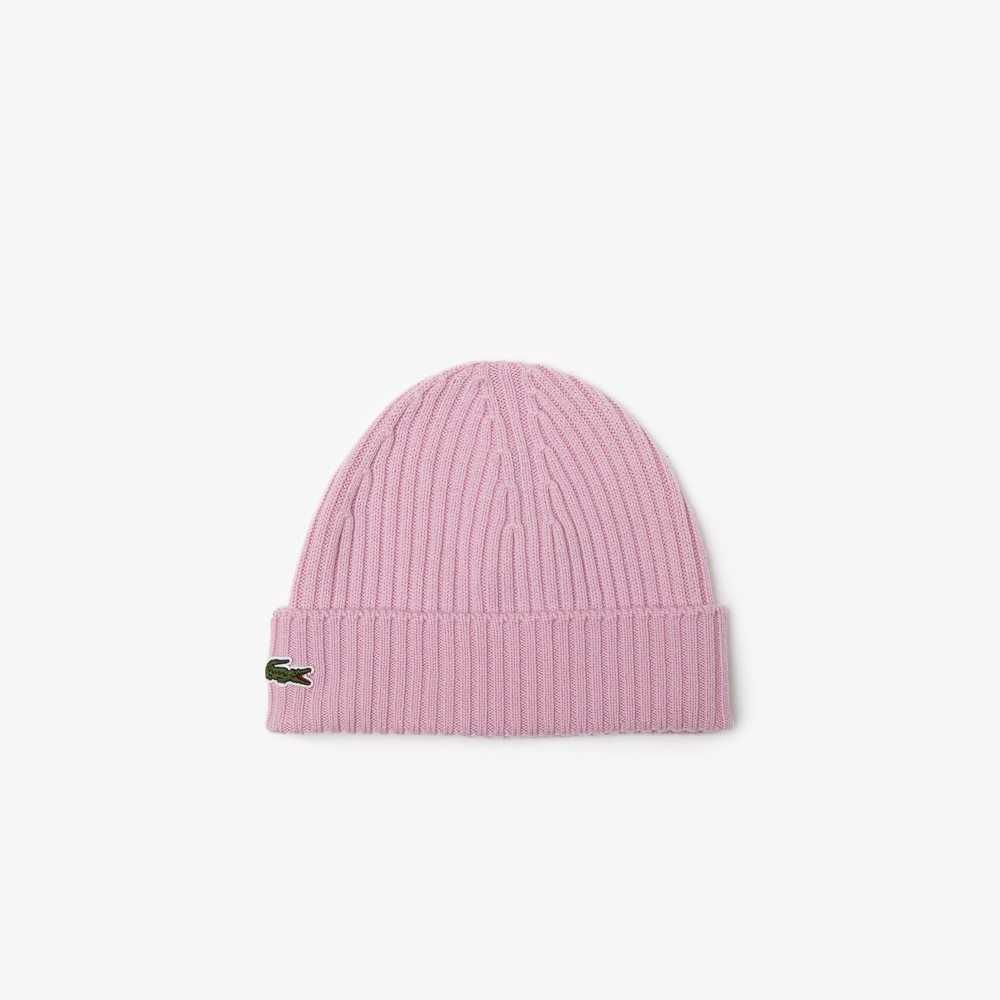 Lacoste Ribbed Villa Beanie Pinkki | IET-326491