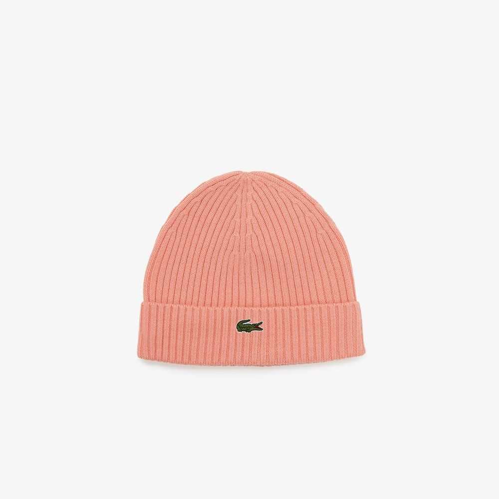 Lacoste Ribbed Villa Beanie Pinkki | KZI-143506