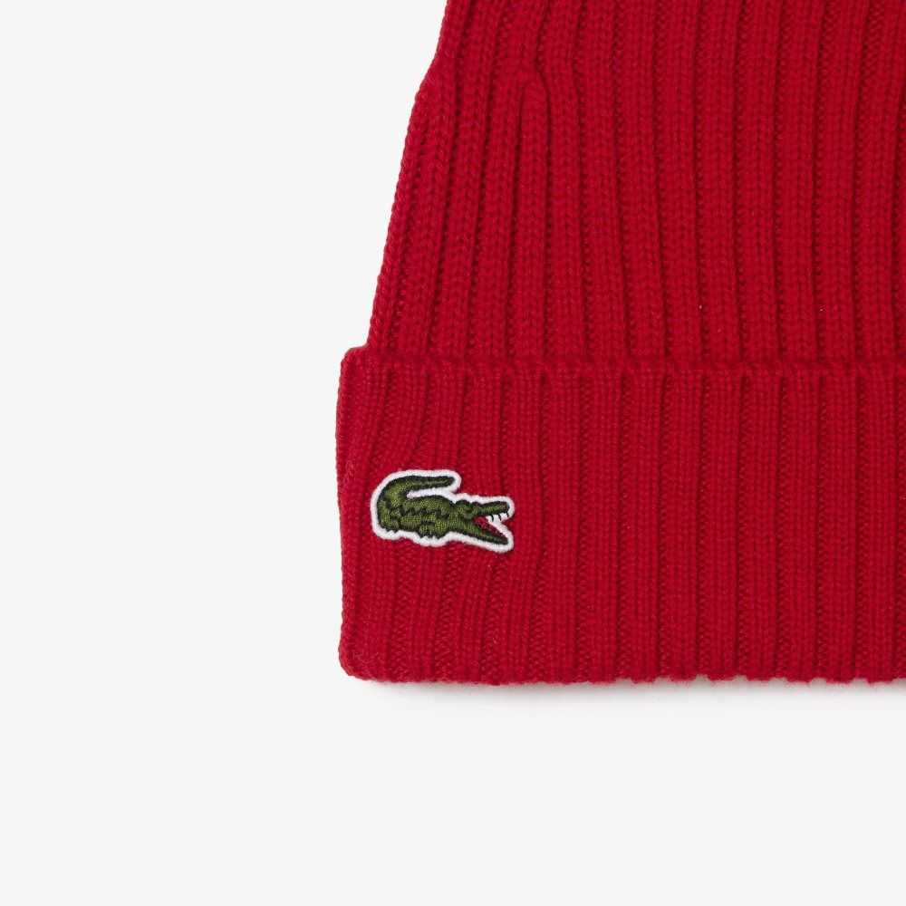 Lacoste Ribbed Villa Beanie Punainen | RCI-531986