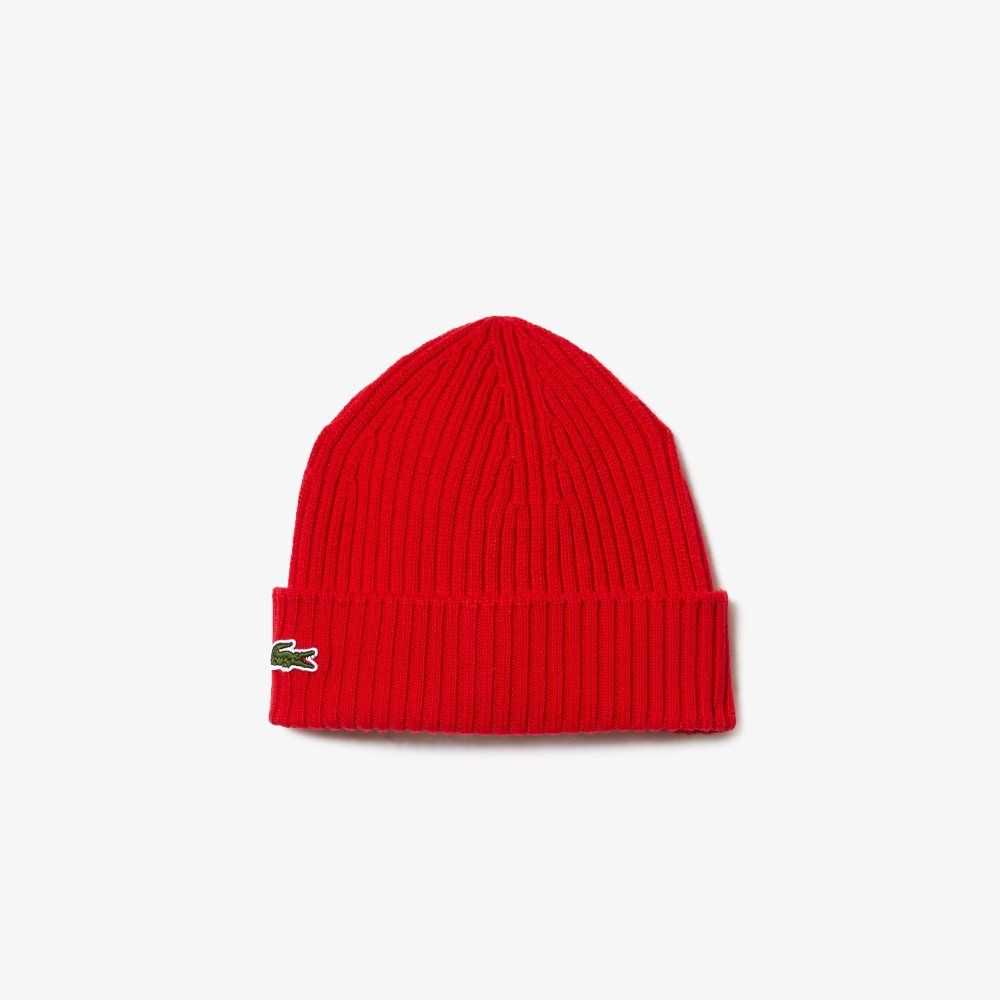 Lacoste Ribbed Villa Beanie Punainen | ZSM-029783