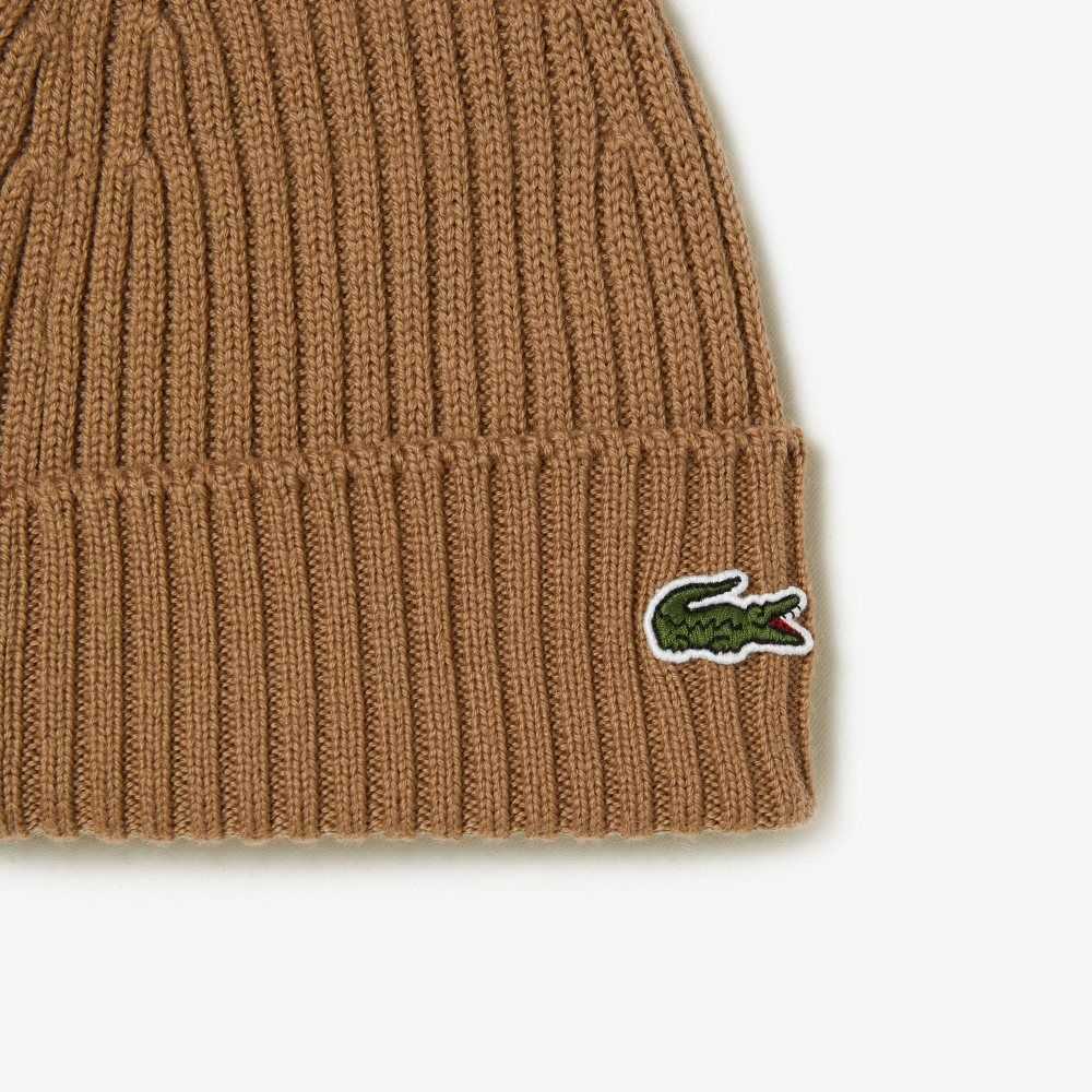 Lacoste Ribbed Villa Beanie Ruskea | INH-863197