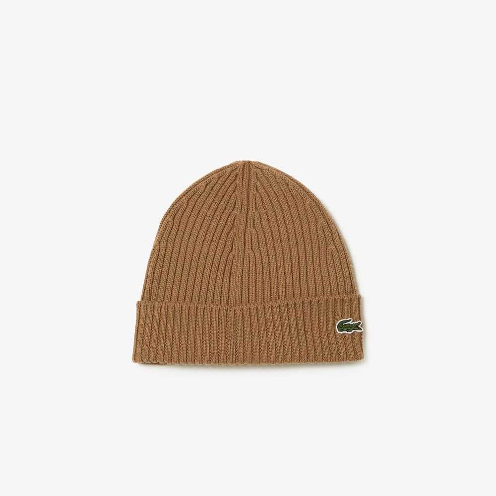 Lacoste Ribbed Villa Beanie Ruskea | INH-863197