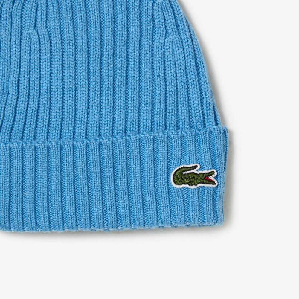 Lacoste Ribbed Villa Beanie Sininen | NQC-357948