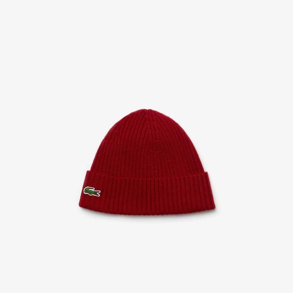 Lacoste Ribbed Villa Beanie Viininpunainen | ODH-798102