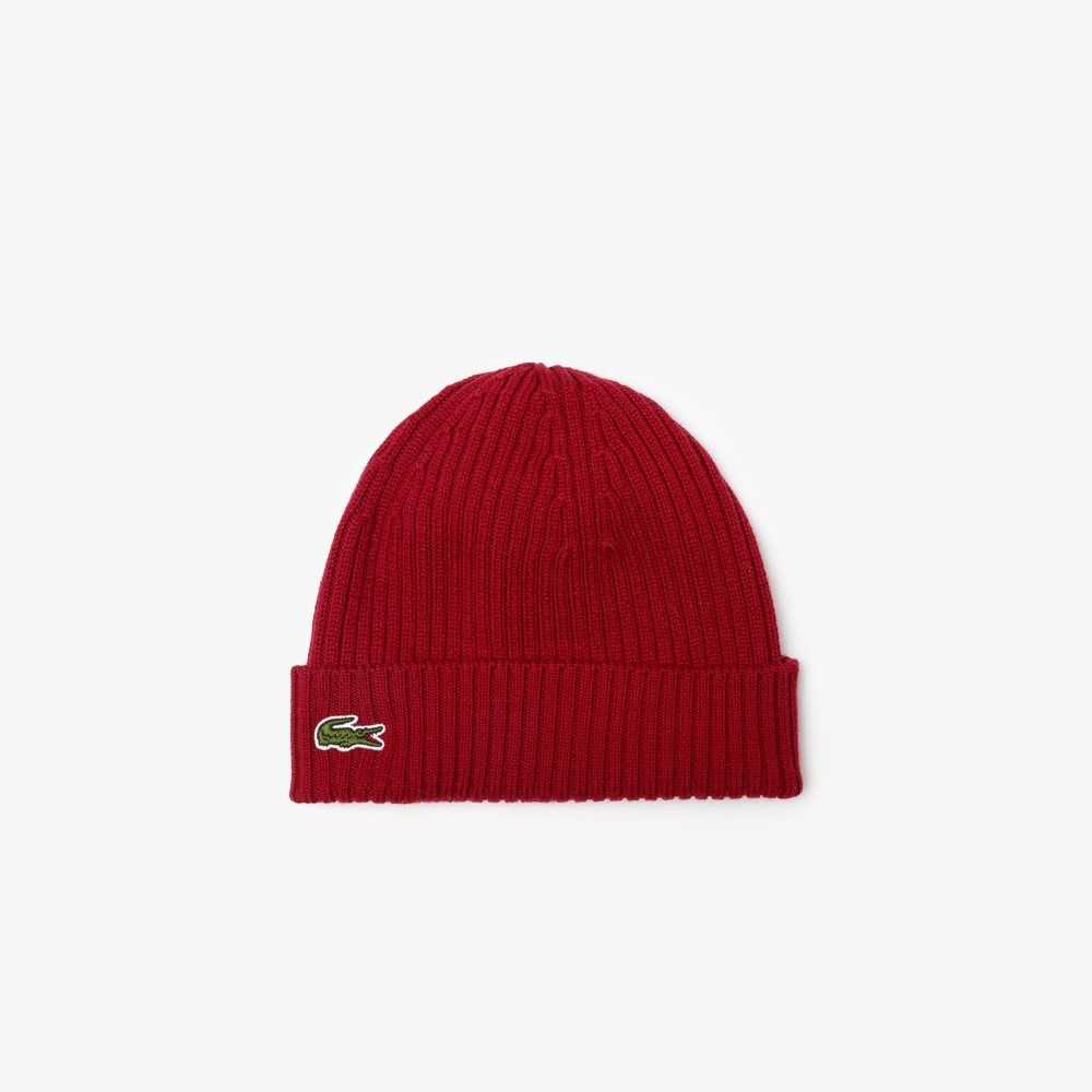 Lacoste Ribbed Villa Beanie Viininpunainen | XWS-827514