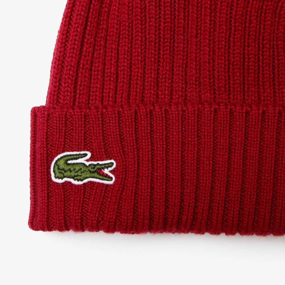 Lacoste Ribbed Villa Beanie Viininpunainen | XWS-827514