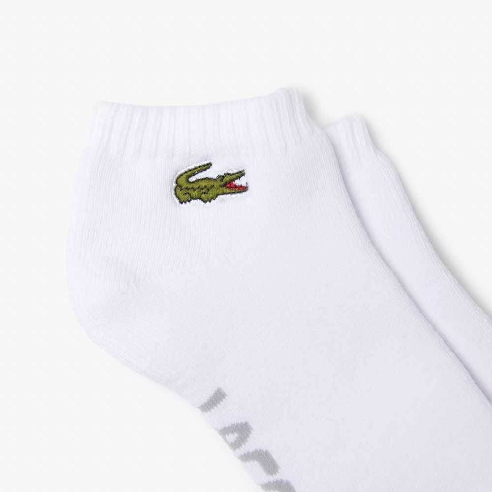 Lacoste SPORT Branded Stretch Puuvilla Low-Cut Valkoinen Harmaat | MHR-790835