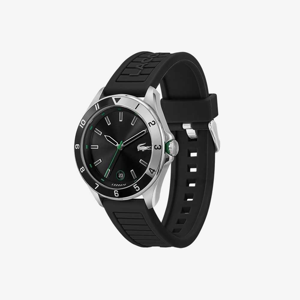 Lacoste Tiebreaker 3 Hands Black Silikoni Mustat | QIL-230548